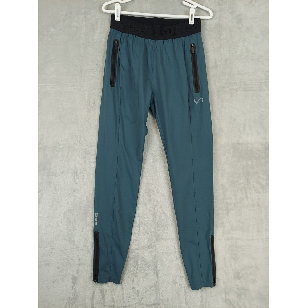TLF Men's Active Gym Breathable Jogger Pants Blue Small Side Zip